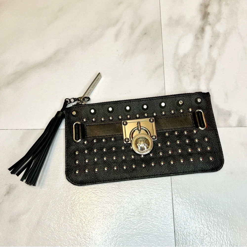 Michael Kors black studded clutch